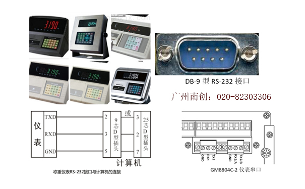 稱重儀表顯示器RS-232串口通訊協議定義及連線方法